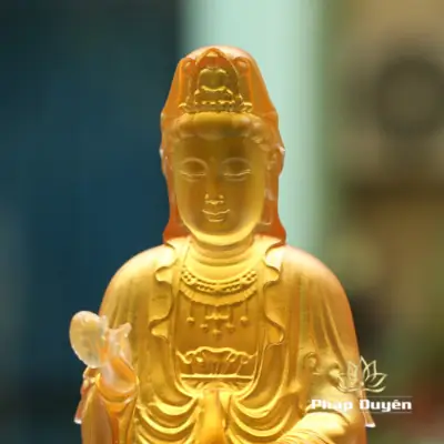 Alternative View Of Tượng Quan Âm Bồ Tát Bằng Lưu Ly Màu Vàng Hổ Phách, Để Xe Hơi, Để Bàn Làm Việc, Cao 12cm