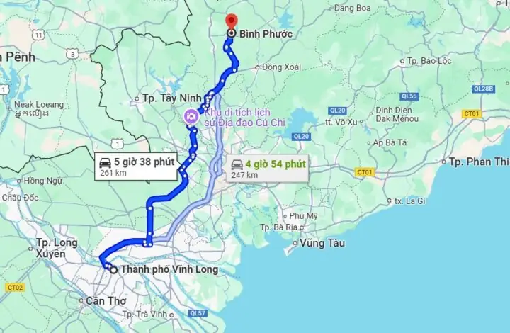 Các Cung Đường Xe Ô Tô Từ Vĩnh Long Đến Bình Phước: Phân Tích Lộ Trình