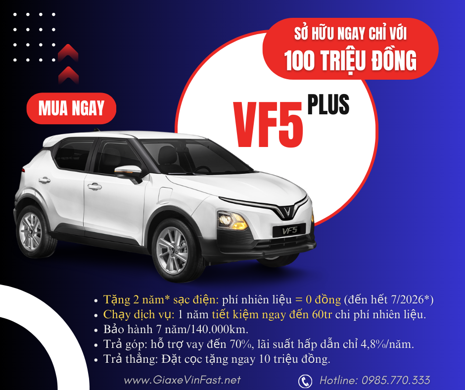VF5: Giá lăn bánh mới nhất & Ưu đãi tháng [Tháng/Năm]  Giá tốt nhất hôm nay