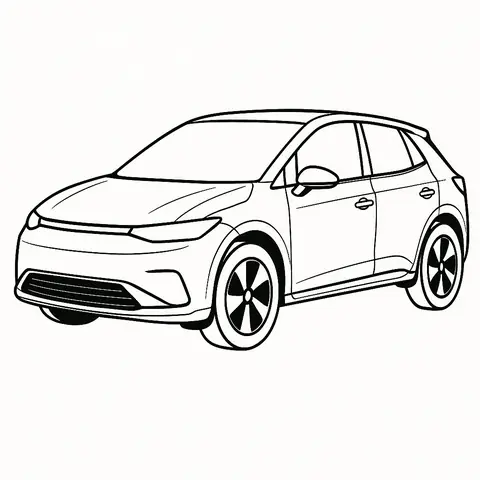 Xe Ô Tô 4 Chỗ Màu Trắng Cho Bé Tập Tô Sáng Tạo 2025