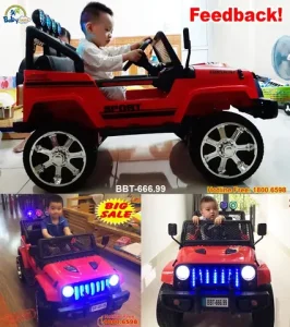 Xe Ô Tô Điện Trẻ Em Địa Hình Bbt-666.99 - 2 Chỗ Ngồi Cho 2 Bé Cùng Chơi