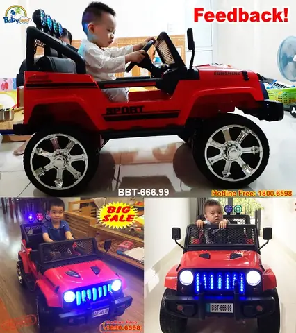 Xe Ô Tô Điện Trẻ Em Địa Hình Bbt-666.99 - 2 Chỗ Ngồi Cho 2 Bé Cùng Chơi