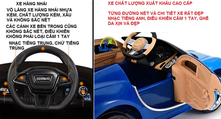 Xe Ô Tô Điện Trẻ Em Bugatti Chiron | Phân Biệt Hàng Xuất Khẩu