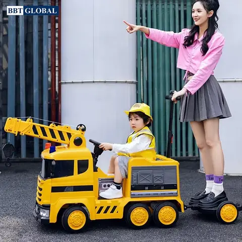 Xe Ô Tô Điện Cần Cẩu Cho Bé Cỡ Lớn Bbt-115 – Mô Phỏng Chân Thực Xe Công Trình Ngoài Đời