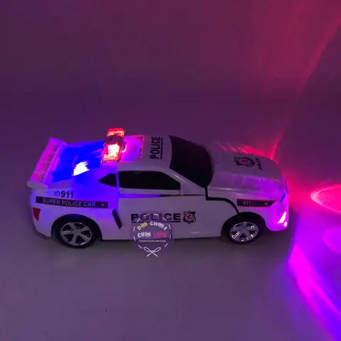 Hộp Đồ Chơi Xe Ô Tô Cảnh Sát Biến Hình Robot Có Đèn Nhạc 0906-37