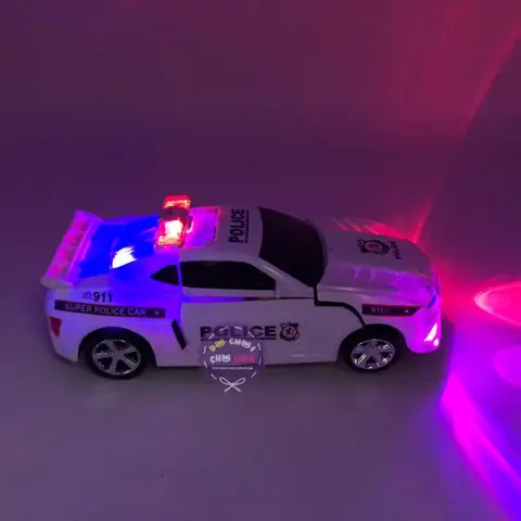 Hộp Đồ Chơi Xe Ô Tô Cảnh Sát Biến Hình Robot Có Đèn Nhạc 0906-37