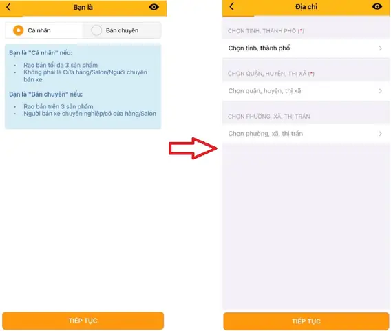 Bước 2:chọn Và Điền Thông Tin Người Bán.