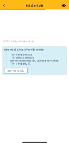 Bước 8: Tạo Tiêu Đề Và Nhập Mô Tả Xe.