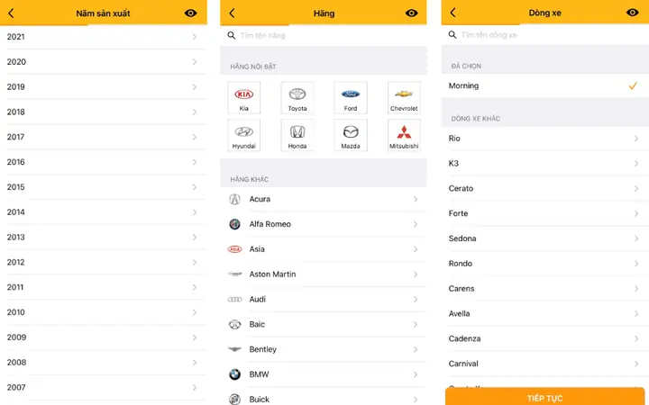 Bước 5: Nhập Thông Tin Xe.