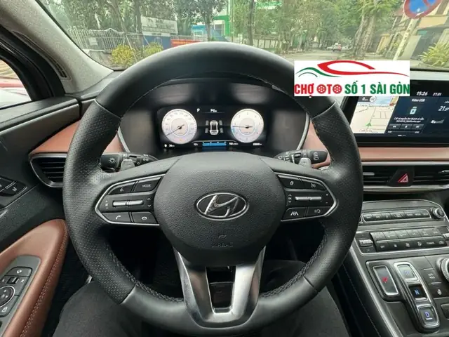 Hình Ảnh Hàng Ghế Đầu Xe Ô Tô Cũ Hyundai Santafe 2021 Màu Đỏ