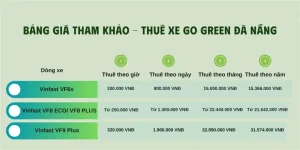Bảng Giá Cho Thuê Xe Ô Tô Điện Tại Go Green Đà Nẵng