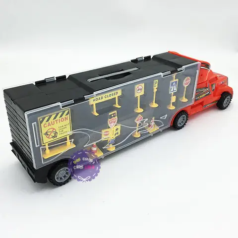 Hộp Đồ Chơi Xe Container Chở Xe Ô Tô Con Bằng Sắt 10 Chiếc