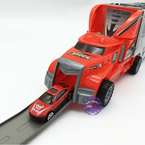 Hộp Đồ Chơi Xe Container Chở Xe Ô Tô Con Bằng Sắt 10 Chiếc