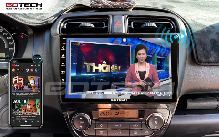 Tính Ứng Dụng Hữu Ích Của Màn Hình Gotech Khi Lắp Trên Xe Mitsubishi Attrage 2015-2020