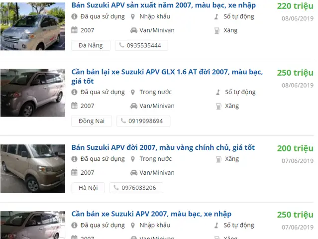 Thông Số Kỹ Thuật Xe Suzuki Apv