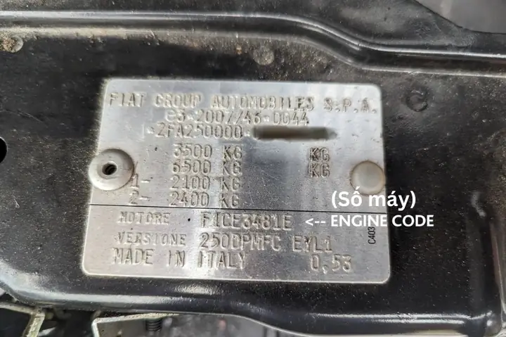 Số Máy (engine Code)