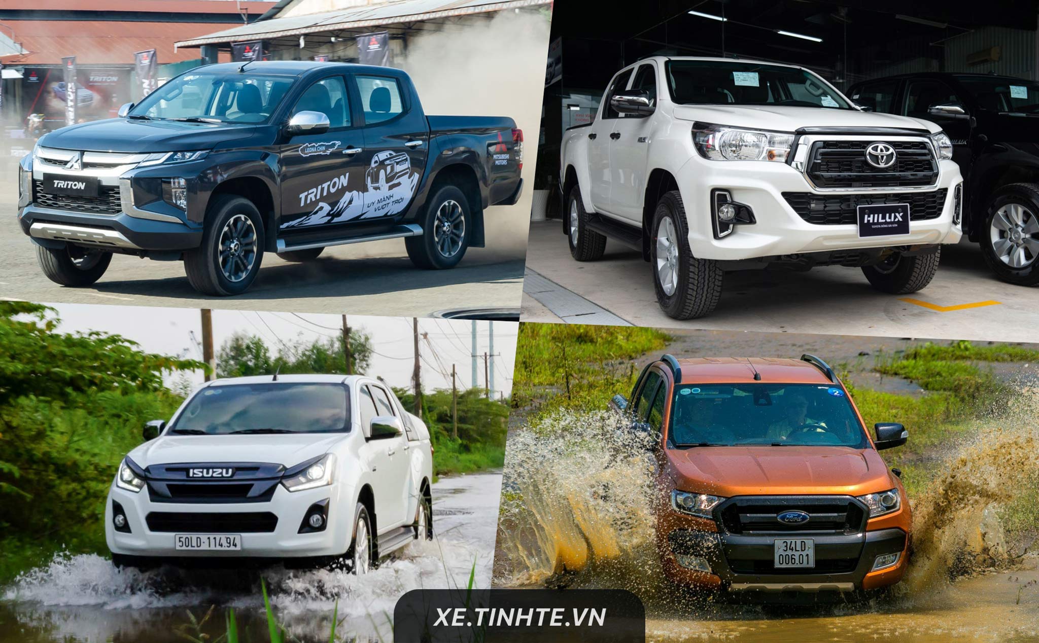 So sánh Toyota Hilux với các đối thủ: Ford Ranger, Mitsubishi Triton, Isuzu DMax