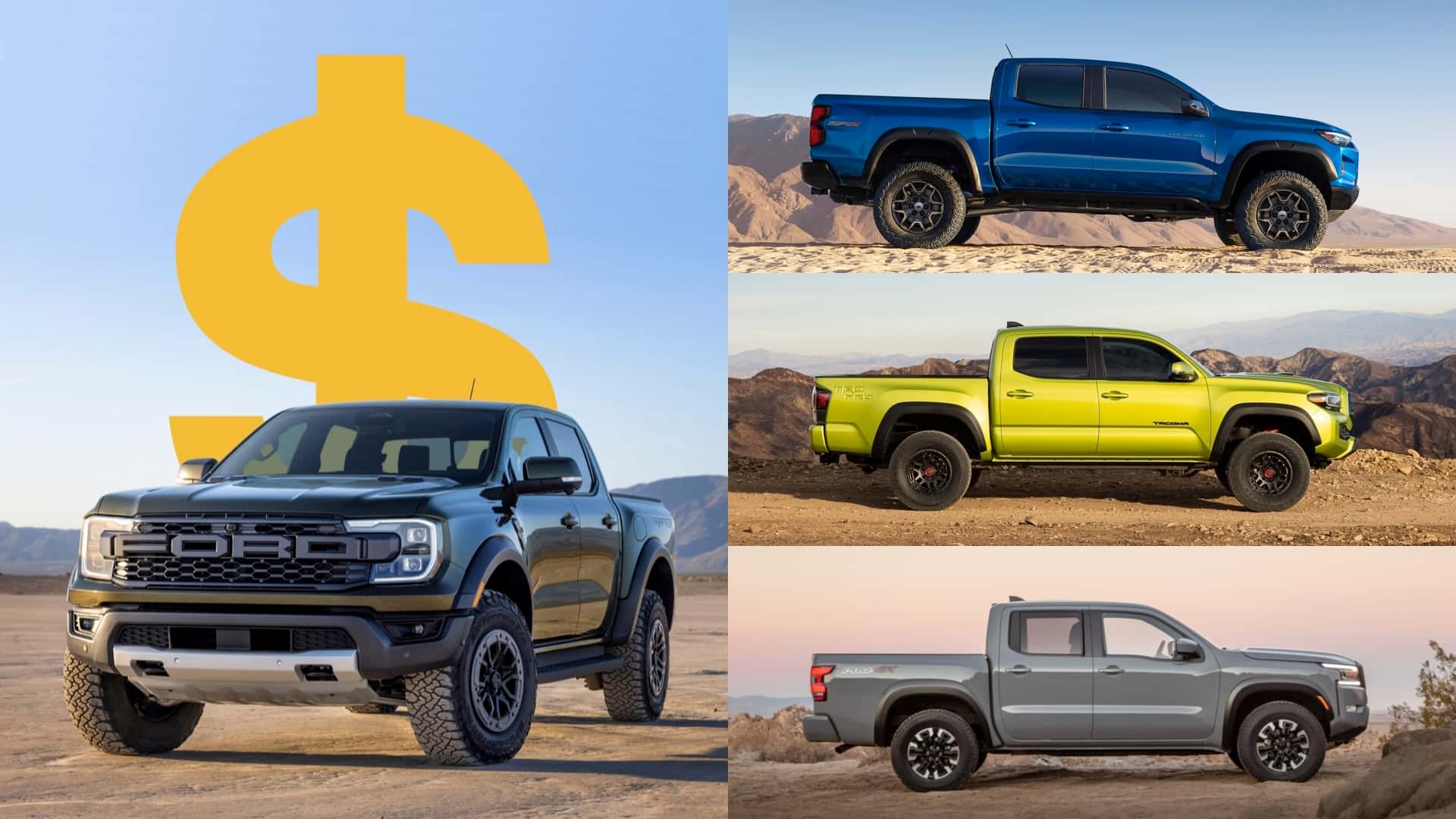 So sánh New Toyota Tacoma 2024 với các đối thủ: Ford Ranger, Chevrolet Colorado và Honda Ridgeline