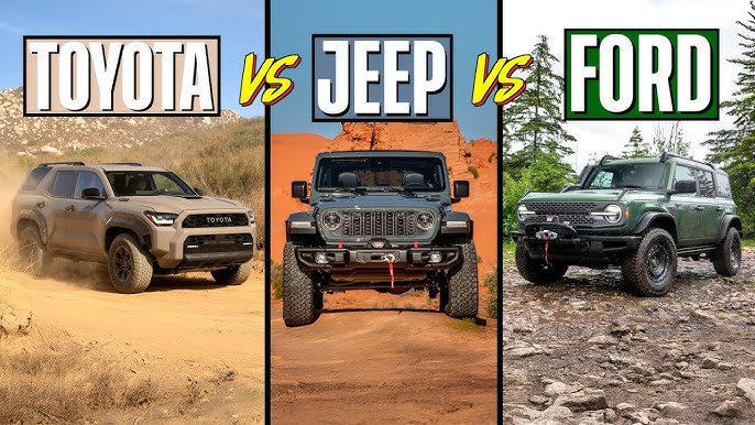 So Sánh Toyota 4Runner với Các Đối Thủ Cạnh Tranh: Jeep Wrangler, Ford Bronco (Mô tả: Phân tích chi tiết sự khác biệt giữa Toyota 4Runner và các đối thủ cạnh tranh trực tiếp như Jeep Wrangler và Ford Bronco, tập trung vào các yếu tố như khả năng vận hành, tiện nghi, độ tin cậy và giá cả.)