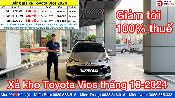 Toyota Vios 2024: Giá xe niêm yết, so sánh các phiên bản (E MT, E CVT, G CVT)