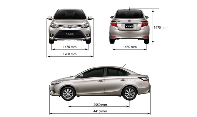 So sánh chiều dài xe Toyota Vios với các đối thủ trong phân khúc sedan hạng B