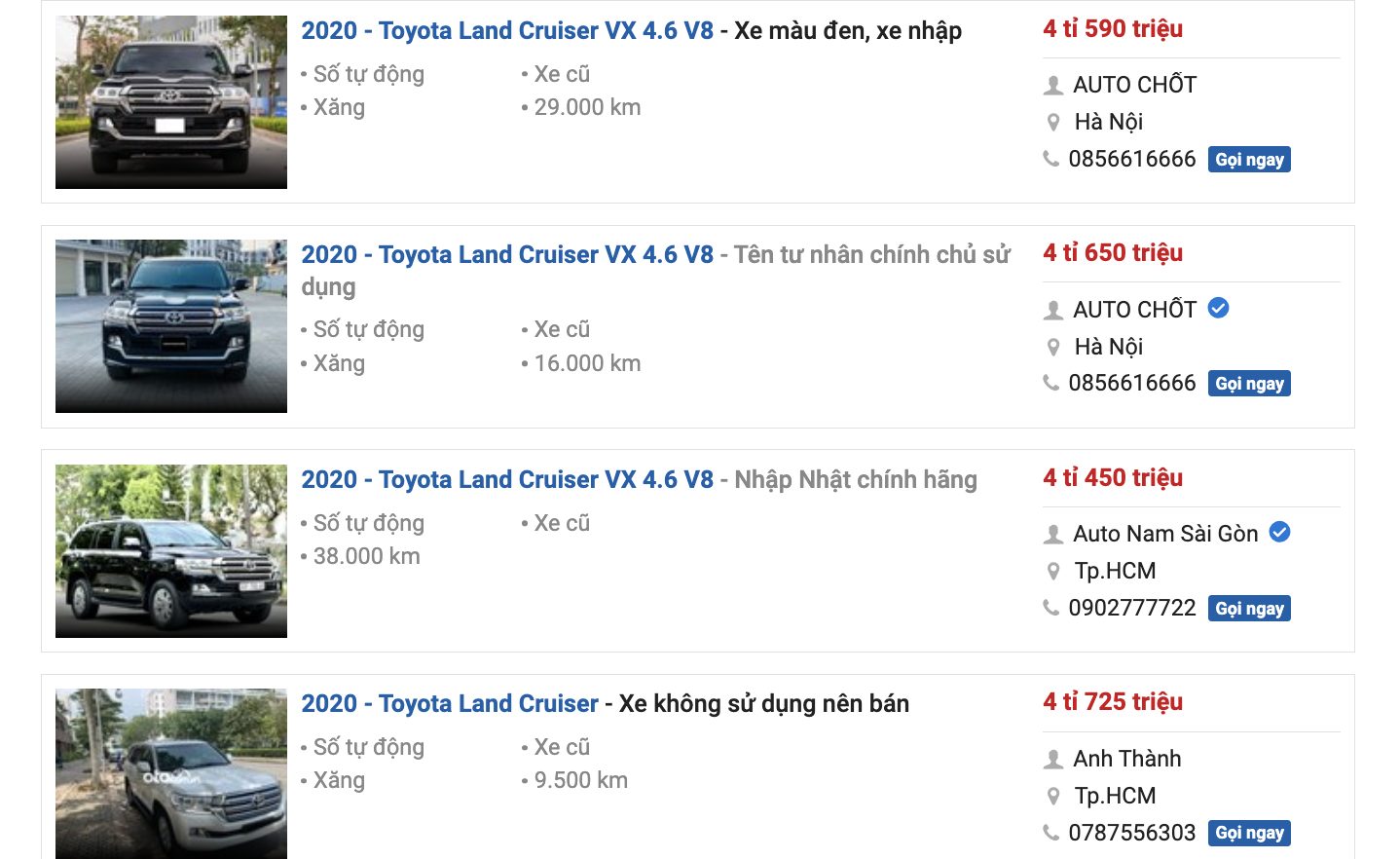 Giá Toyota Land Cruiser đã qua sử dụng: So sánh và đánh giá