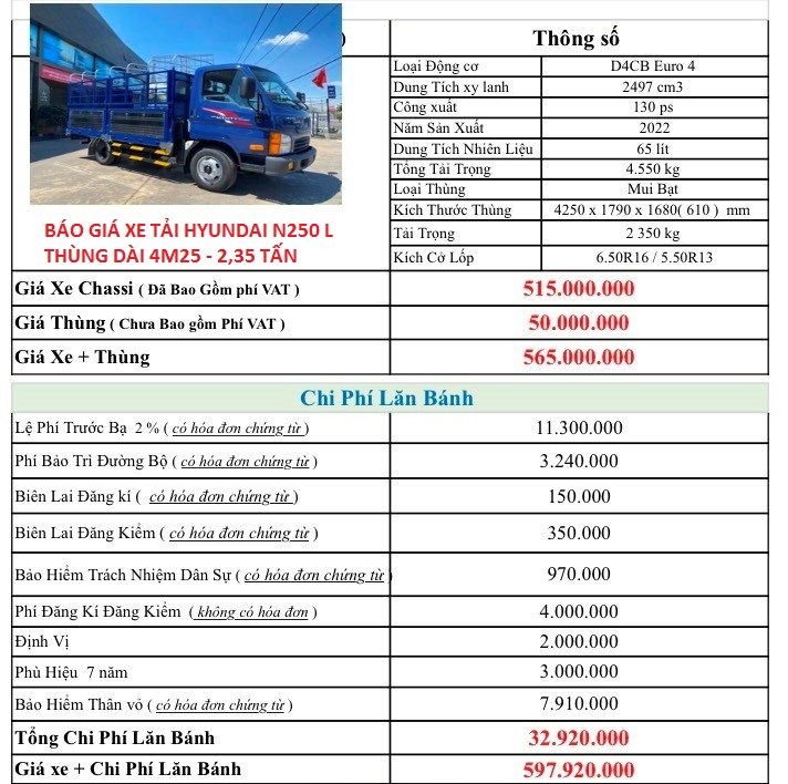 giá xe tải hyundai - Hình 5