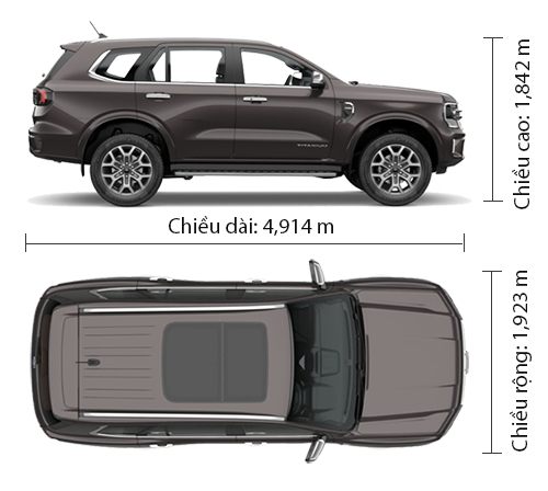 kích thước xe ford everest - Hình 2