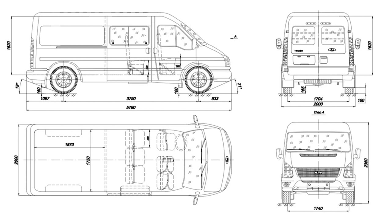 kích thước xe ford transit 16 chỗ - Hình 3