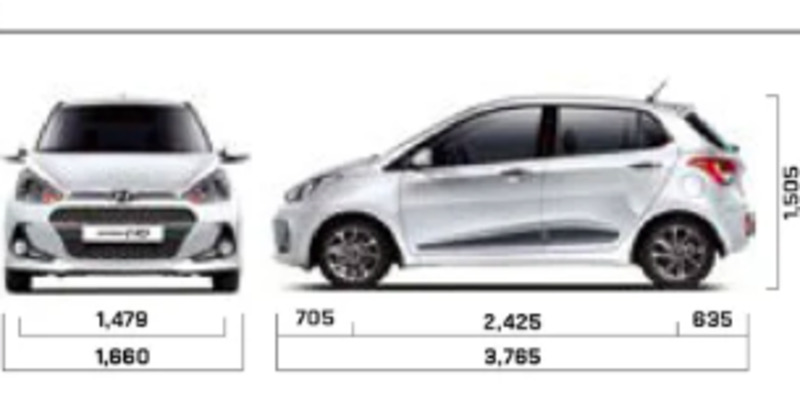 kích thước xe hyundai i10 - Hình 3