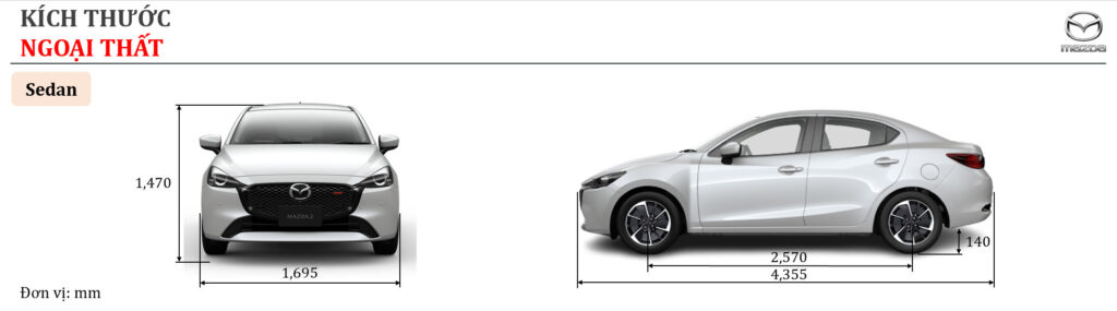 kích thước xe mazda 2 sedan - Hình 5