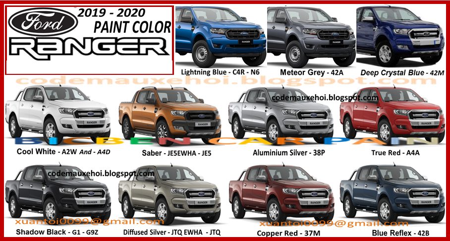 mã màu xe ford ranger