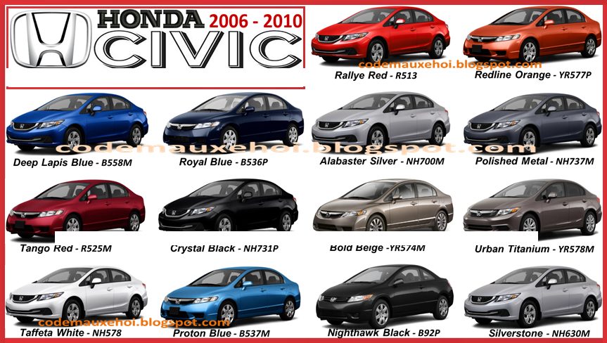 mã màu xe honda civic - Hình 2