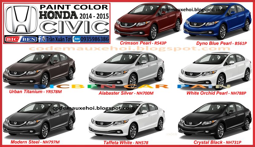mã màu xe honda civic - Hình 3