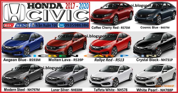 mã màu xe honda civic