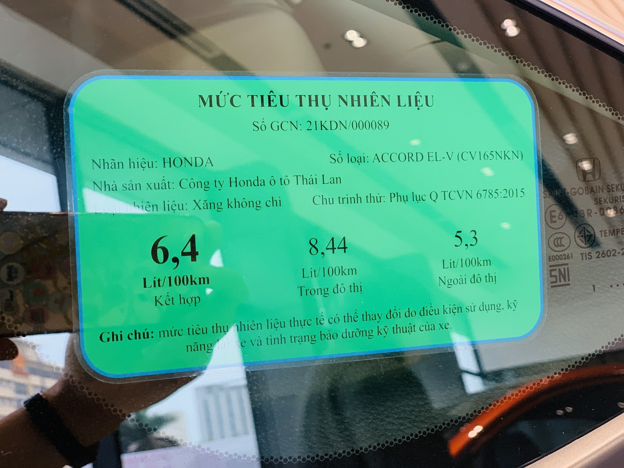 mức tiêu hao nhiên liệu của honda accord 2007