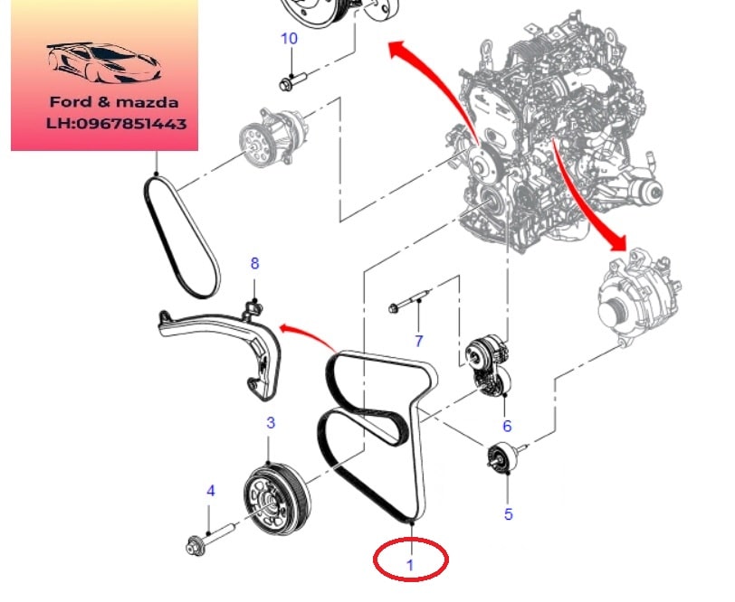 sơ đồ dây curoa ford ranger - Hình 4