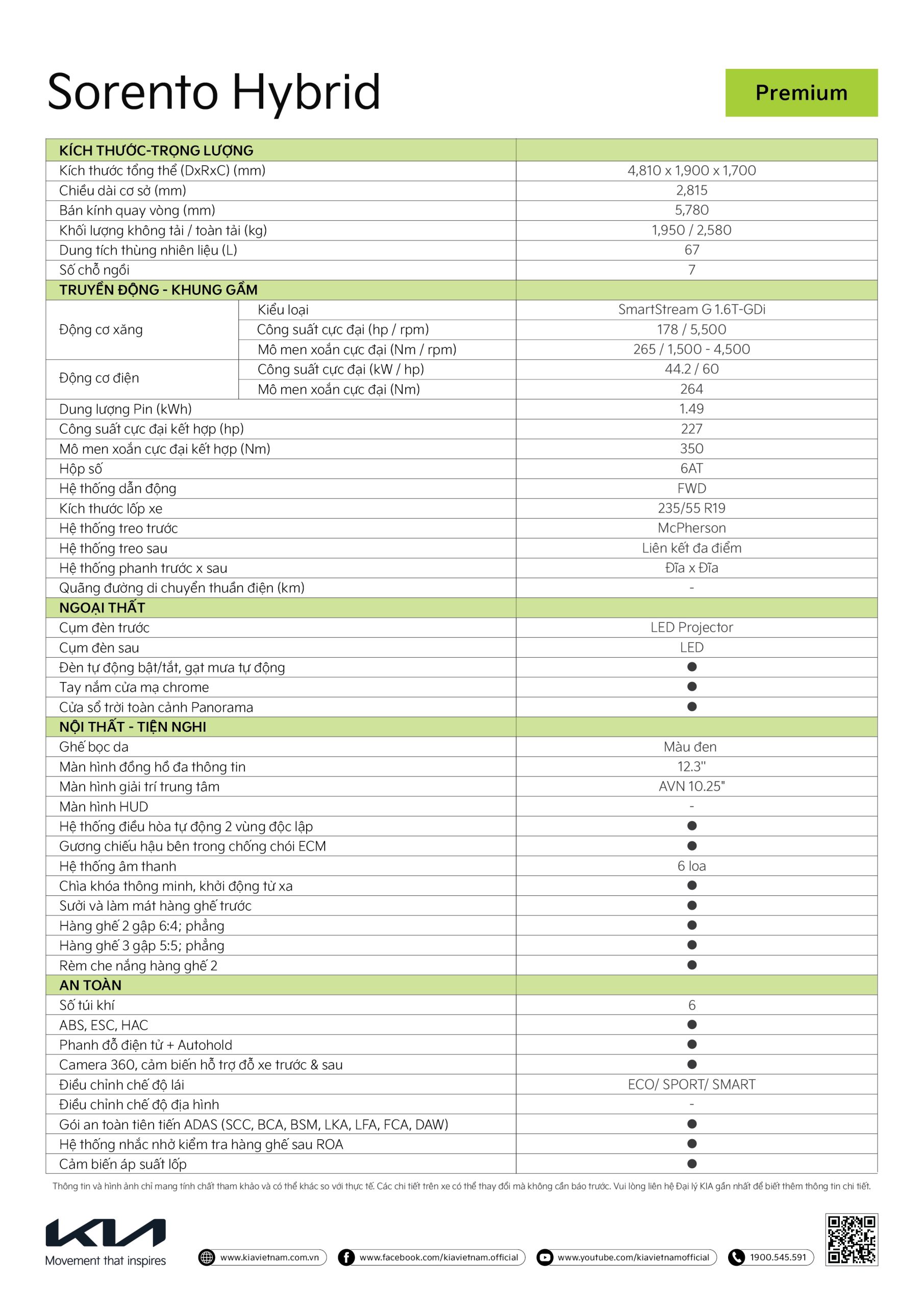 thông số kỹ thuật kia sorento 2024 - Hình 2