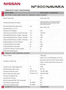 thông số kỹ thuật nissan navara 2017