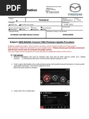 Cách Hạ Cấp Firmware Mazda Connect Cho Người Dùng