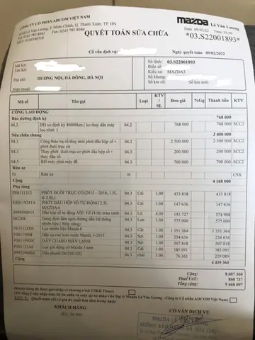 Giá Bảo Dưỡng Mazda 3 10000 Km: Chi Phí, Hạng Mục Cần Lưu Ý