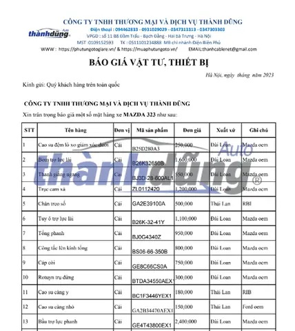 Giá Phụ Tùng Ô Tô Mazda 323: Cập Nhật Mới Nhất Và Kinh Nghiệm Mua Sắm