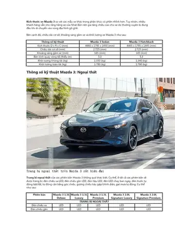 Kích Thước Tổng Thể Của Mazda: Thông Số Chi Tiết Và Ý Nghĩa