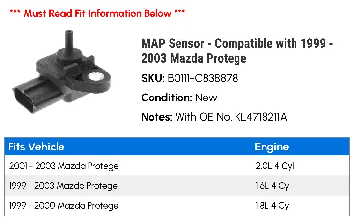 Cảm Biến Map Mazda Protege 2000-2003: Vị Trí & Cách Thay Thế
