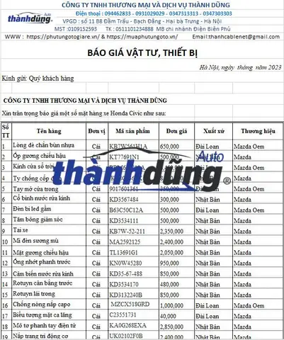 Top Phụ Tùng Ô Tô Mazda Chính Hãng Giá Tốt Nhất
