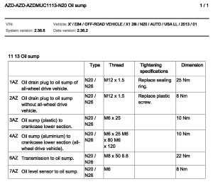 bmw n20 engine oil capacity
