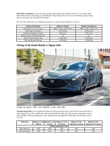 Khoảng Cách Cơ Sở Giữa 2 Bánh Xe Mazda 3: Thông Số Kỹ Thuật Và Ý Nghĩa