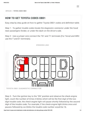 Toyota Obd1 Codes: Hướng Dẫn Chi Tiết Về Các Mã Lỗi, Cách Đọc Và Xử Lý Toyota Obd1 Codes: Hướng Dẫn Chi Tiết Về Các Mã Lỗi, Cách Đọc Và Xử Lý