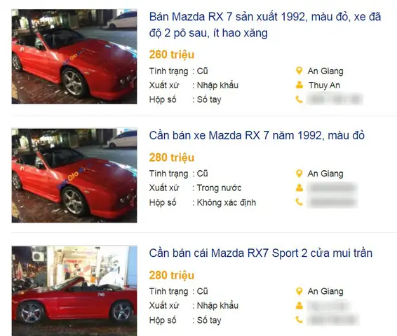 Xe Mazda Rx-7 1.8 At: Thông Tin Giá Cả, Đánh Giá & Lịch Sử Mẫu Xe Huyền Thoại